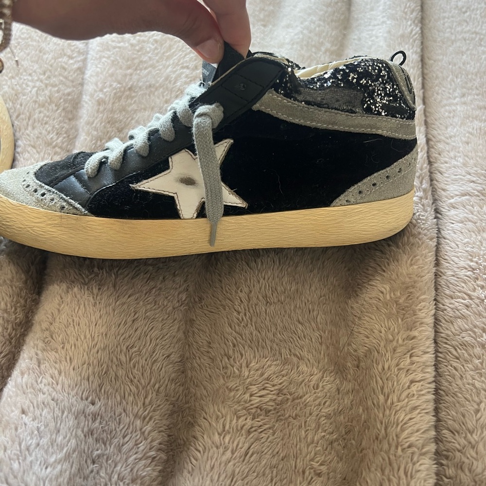 Golden Goose Black and Gray Mid Star Sneakers - Picture 5 of 8